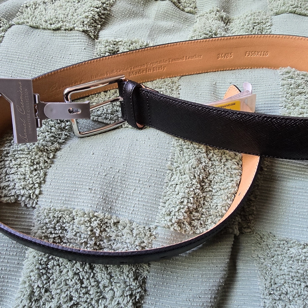 Daniel Cremieux Black Leather Belt with Silver Buckle - Picture 3 of 6